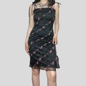 Vintage Y2K Square Neckline Romantic Mesh Floral Dress 🌹